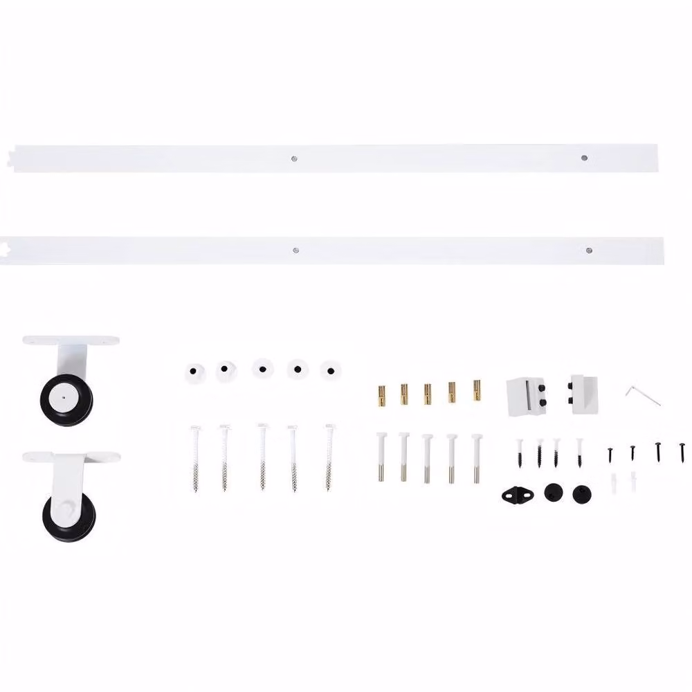 STILVORA Sliding Door Hardware Kit in White Carbon Steel, 183 cm – 2