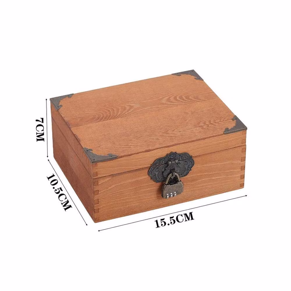 EONLION Small Vintage Solid Wood Storage Boxes in Brown, W: 50 cm – 2