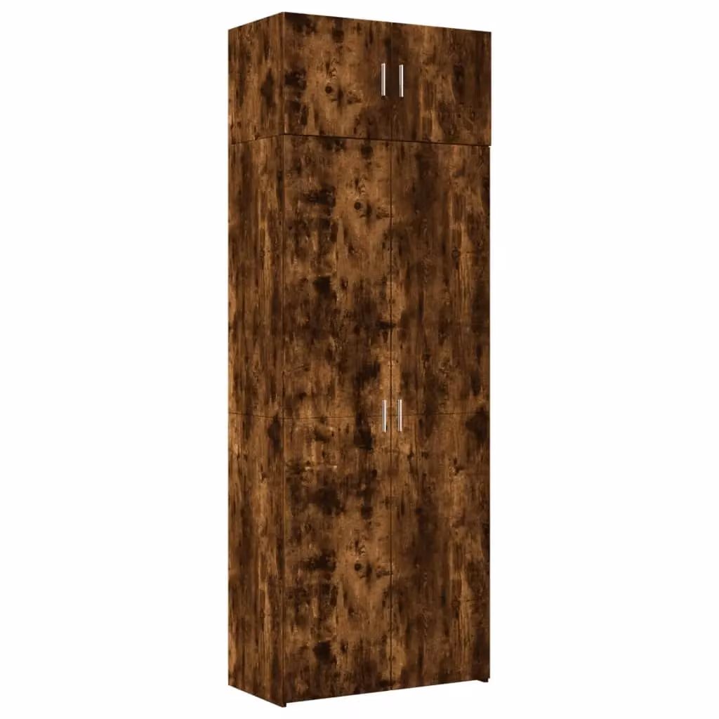Berkfield Home Freestanding Storage Cabinet in Smoked Oak Brown, W/D/H: 80 x 42.5 x 225 cm