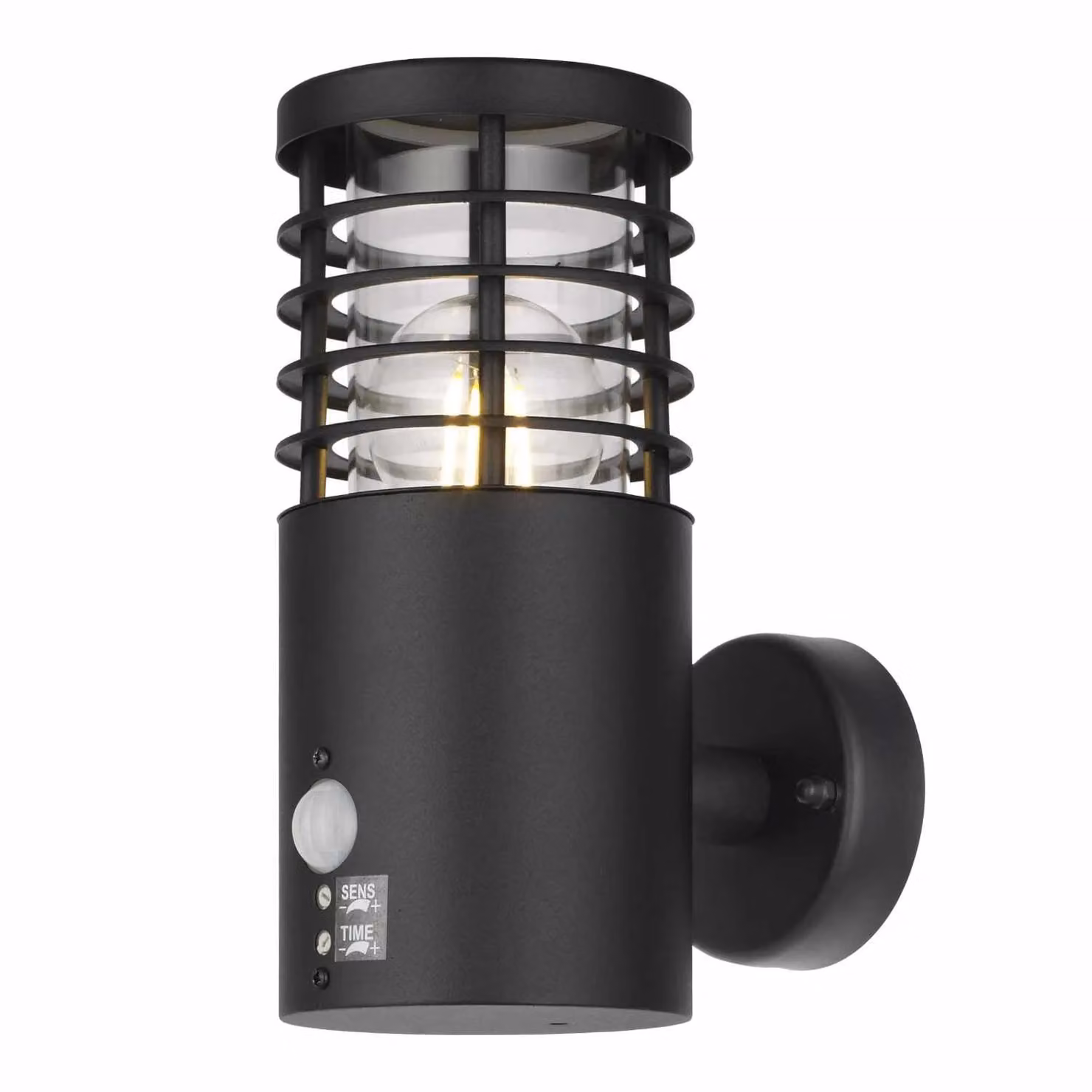 First Choice Lighting Bloom Set of 2 Black IP44 Outdoor Motion Sensor Wall Lights with Transparent Cover – 3