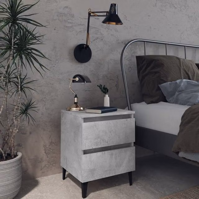 Berkfield Home Set of 2 Bedside Cabinets in Concrete Grey, W/D/H: 40 x 35 x 50 cm – 1
