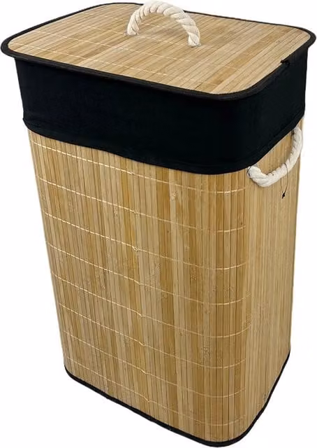 Gr8 Home Bamboo Folding Laundry Basket with Lid and Handles, Brown, W/D/H: 40 x 30 x 72 cm – 1