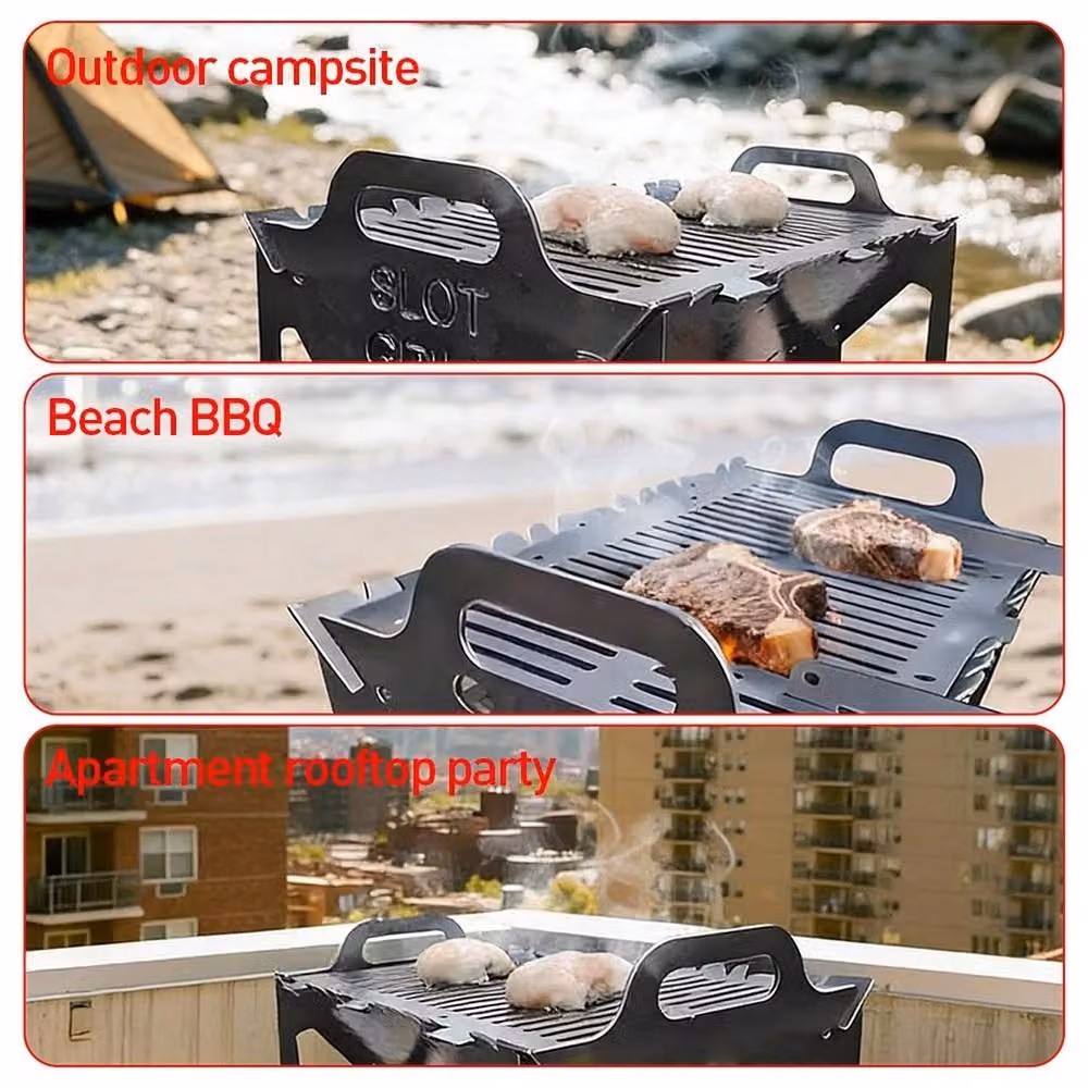 FLAVORA Stainless Steel Folding Charcoal Tabletop BBQ in Grey, Width: 100 cm – 3