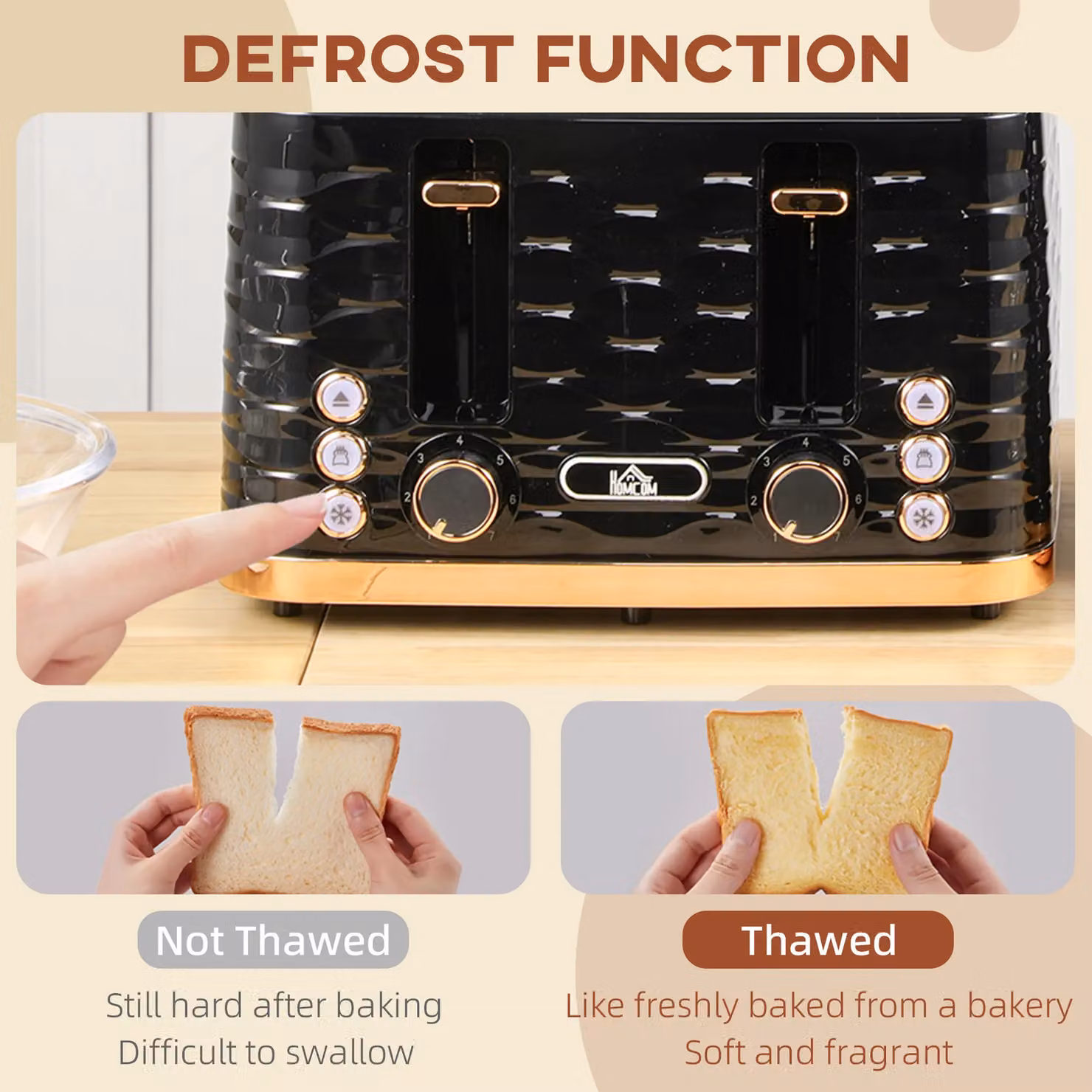 HOMCOM 4 Slice Toaster with 7 Browning Levels and Auto Shutoff, Black – 4