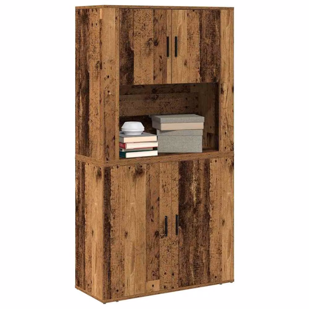 Berkfield Home Old Wood Highboard in Brown, W/D/H: 80 x 33 x 150 cm – 3