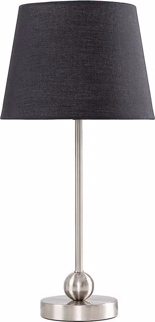 Theydon Silver Table Lamp with Black Tapered Fabric Shade