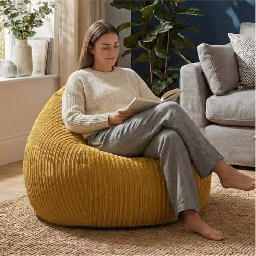 rucomfy Jumbo Cord Slouchbag Adult Beanbag Chair in Yellow – 2