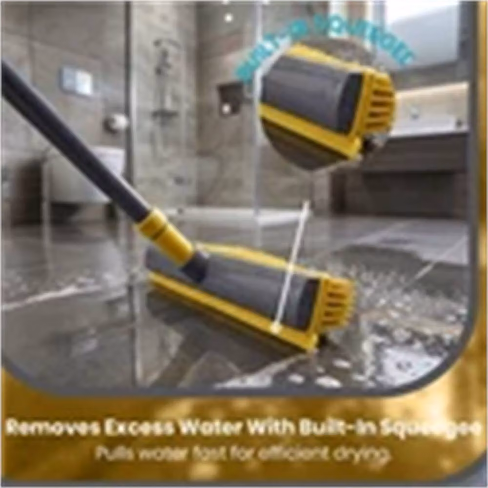 Nordara Grey and Yellow Rubber Broom and Dustpan Set with Telescopic Handle, Length: 100 cm – 4