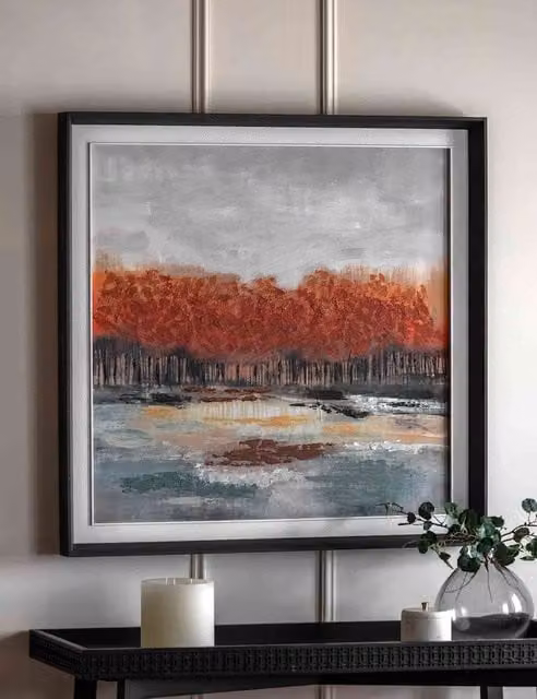 Gallery Direct Vibrant Vision Abstract Landscape Framed Canvas in Dark Orange