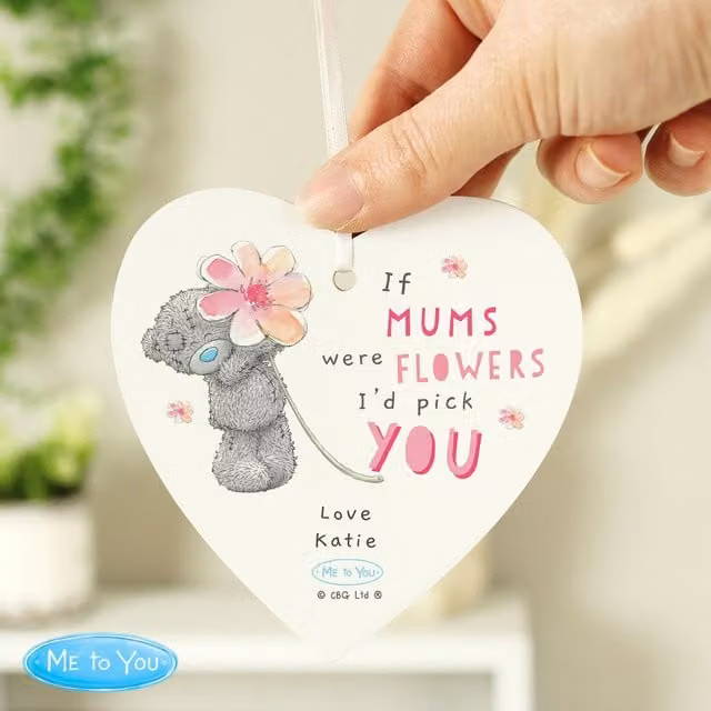 Personalised Memento Company Women's Me To You If... Were Flowers Wooden Heart Decoration, White