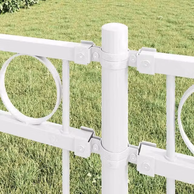 Berkfield Home Elegant Garden Fence in White Steel, W/H: 1.7 x 1 m – 1