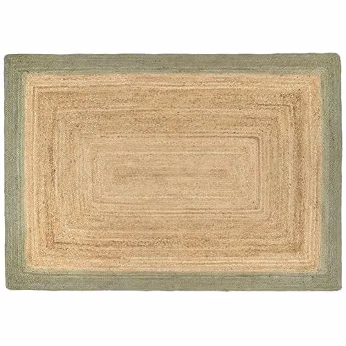 Phoenox Textiles Limited Origins Rectangular Jute Border Rug in Sage Green, W: 120 cm, D: 170 cm