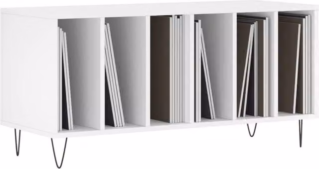 Berkfield Home Modern White Record Cabinet in Engineered Wood W/D/H: 100 x 38 x 48 cm – 1