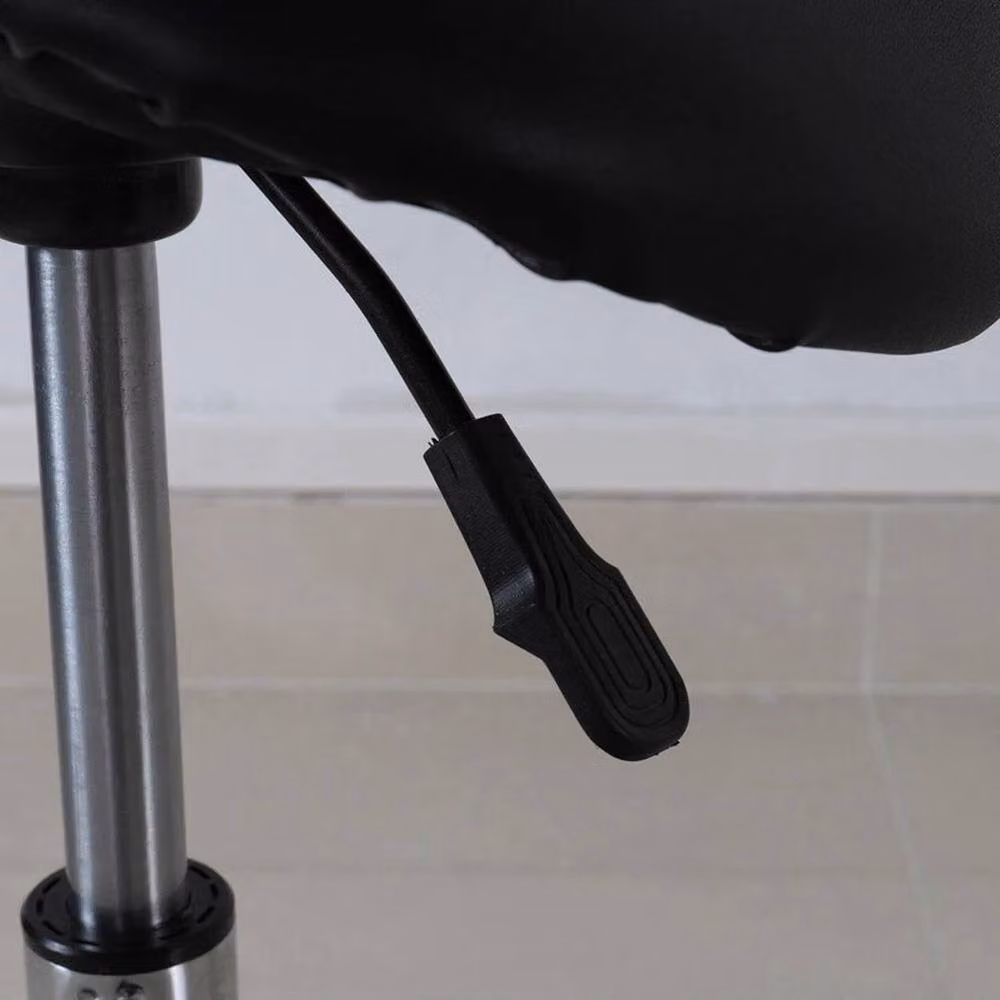 FORGEVIO Adjustable Salon Beauty Stool on Wheels in Black with Synthetic Leather and Metal Frame – 4
