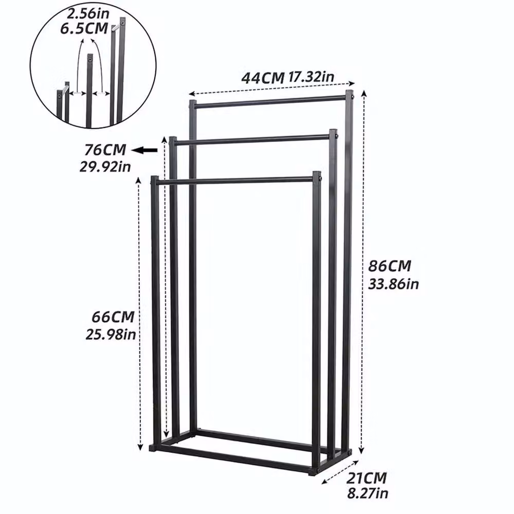 Nordara Black 3-Tier Metal Bathroom Towel Rack, W: 45 cm, H: 75 cm – 2