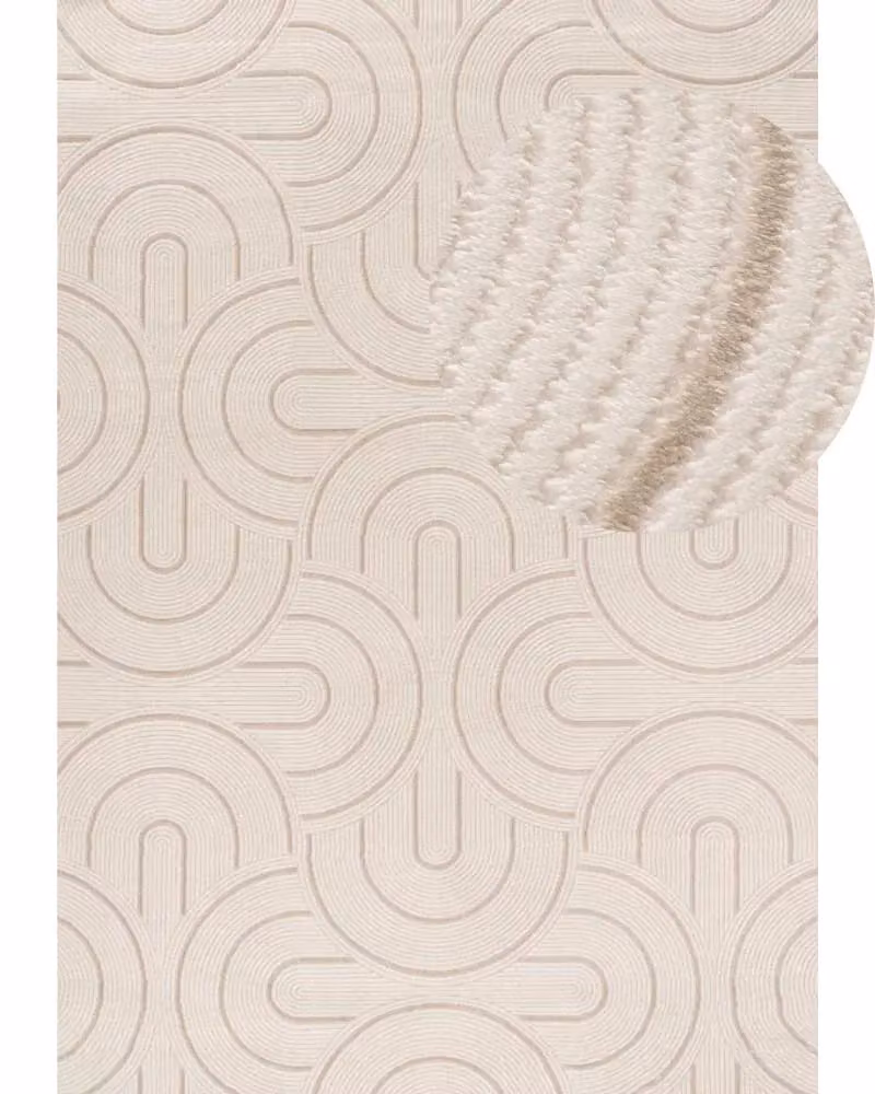 THE RUGS Carmel Modern Arch Design Soft Pile Area Rug and Runner in Beige, W: 80 cm, L: 300 cm – 2
