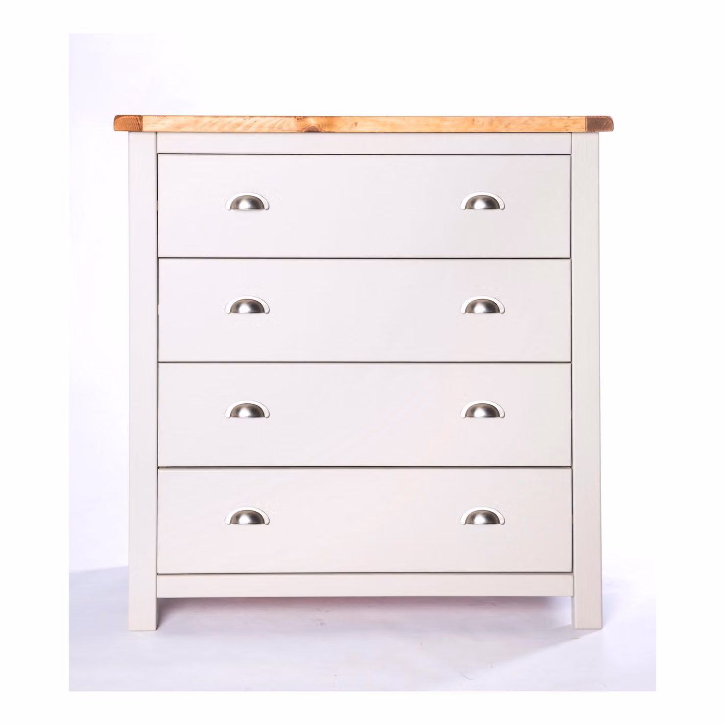 Cabinet Bits Argenta 4 Drawer Chest of Drawers in Light Grey with Chrome Cup Handles – 2