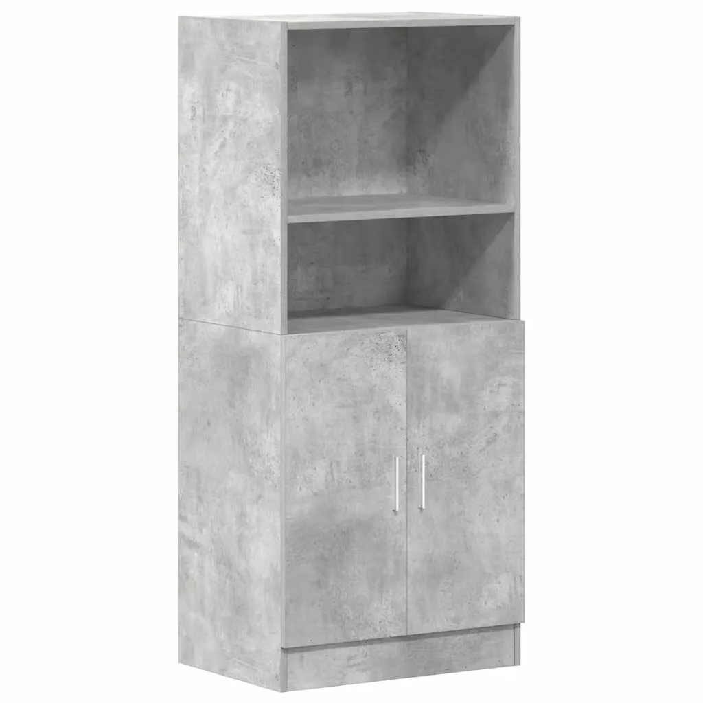 Berkfield Home Modern Grey Kitchen Tall Unit with Hinged Doors and Internal Shelves, W/D/H: 57 x 41.5 x 131.5 cm