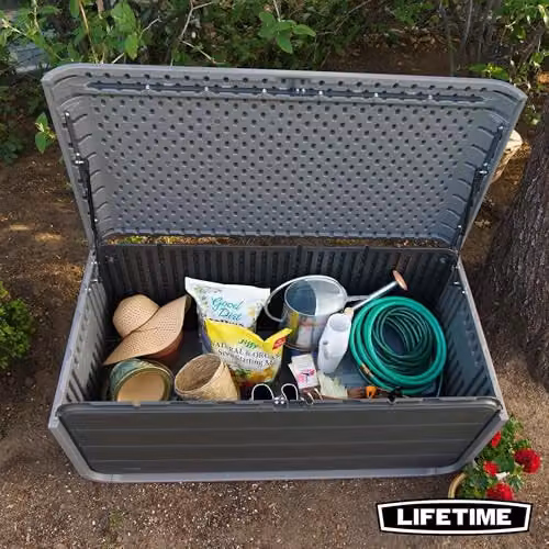 LIFETIME Modern Grey Garden Deck Box with Soft-Close Lid and Lock – 2