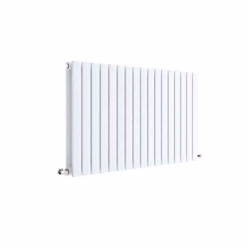 Nuie Sloane Modern Horizontal Double Panel Wall Mount Designer Radiator, White, W/H/D: 99.2 x 60 x 7.2 cm