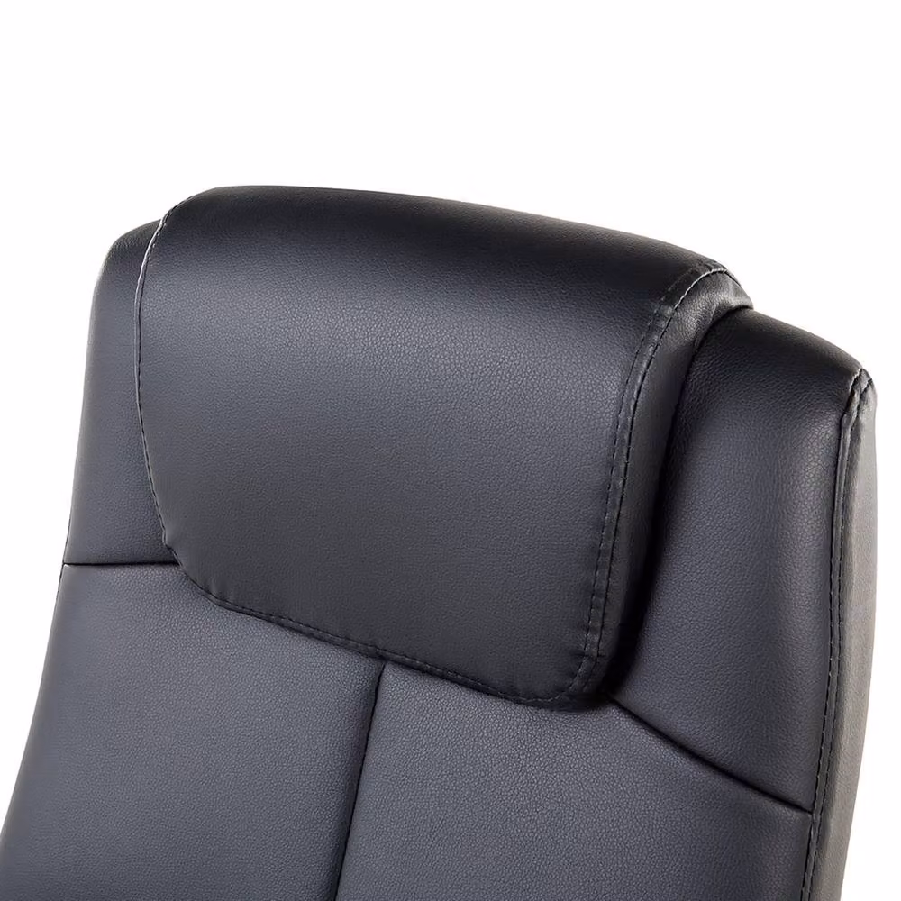 Wyld Haus Black Faux Leather Ergonomic Swivel Chair with Headrest and Armrests – 4