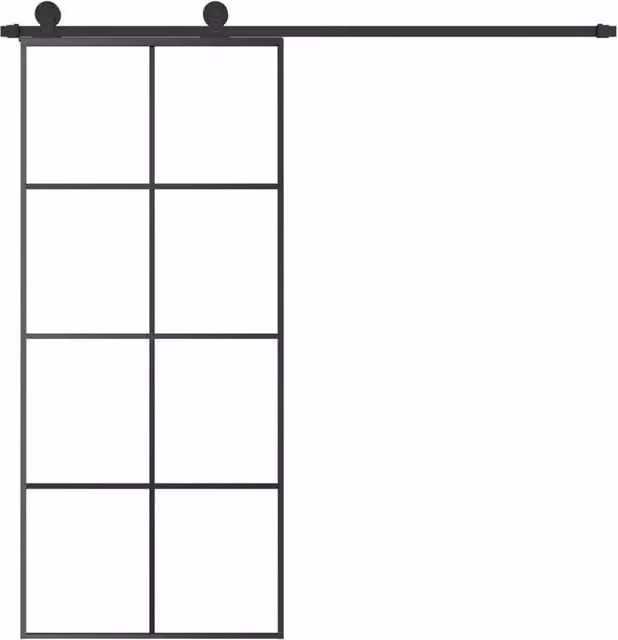 Berkfield Home Sliding Door with Hardware Set in Black, ESG Glass and Aluminium, W: 90 cm, H: 205 cm