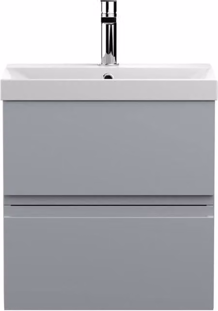 Balterley Mavesyn 2 Drawer Wall Hung Vanity Basin Unit, Satin Grey, Width: 50 cm