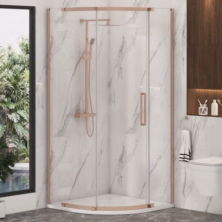 Royal Bathrooms Chelsea Single Door Quadrant Shower Enclosure with Mineral Cast Stone Tray, Brushed Bronze, W: 80 cm, H: 195 cm