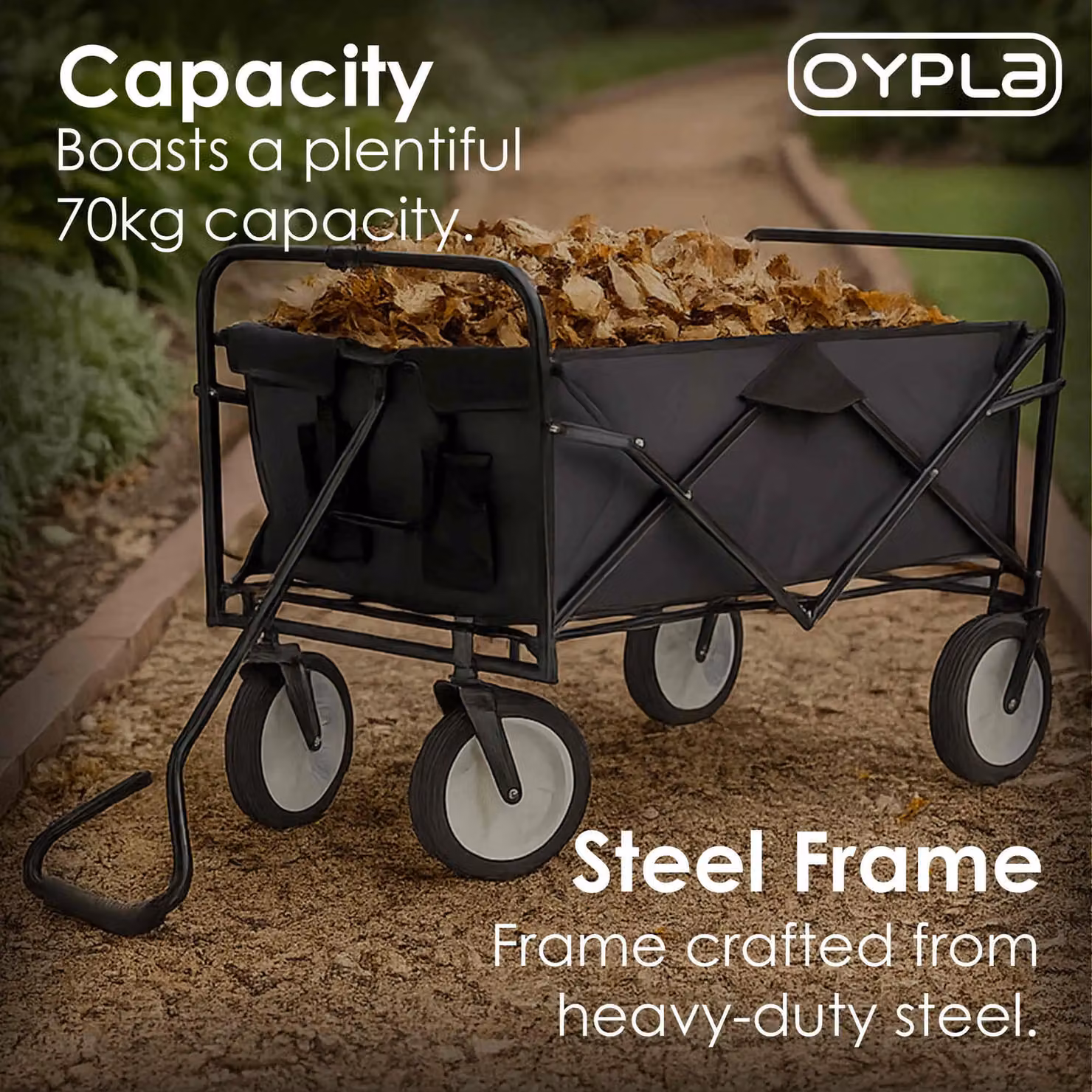 Oypla Heavy Duty Foldable Garden Trolley Cart in Black – 3