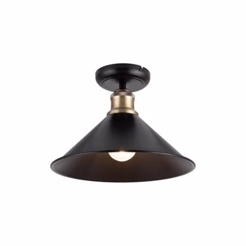 Cosylyte Bowley Industrial Metal Square Ceiling Flush Light, Black, W/D/H: 26 x 26 x 18 cm, E27