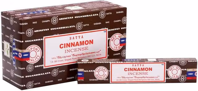 Satya Cinnamon Incense Sticks, Spicy Oriental Scent, 12 Sticks