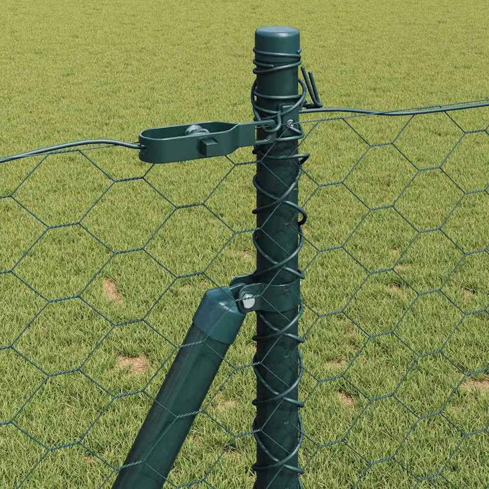 Berkfield Home Hexagon Steel Fence, Green, W: 0.8 m, L: 10 m – 4