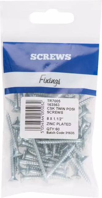 Hiatt Galvanised Silver Pozidriv Countersunk Wood Screws