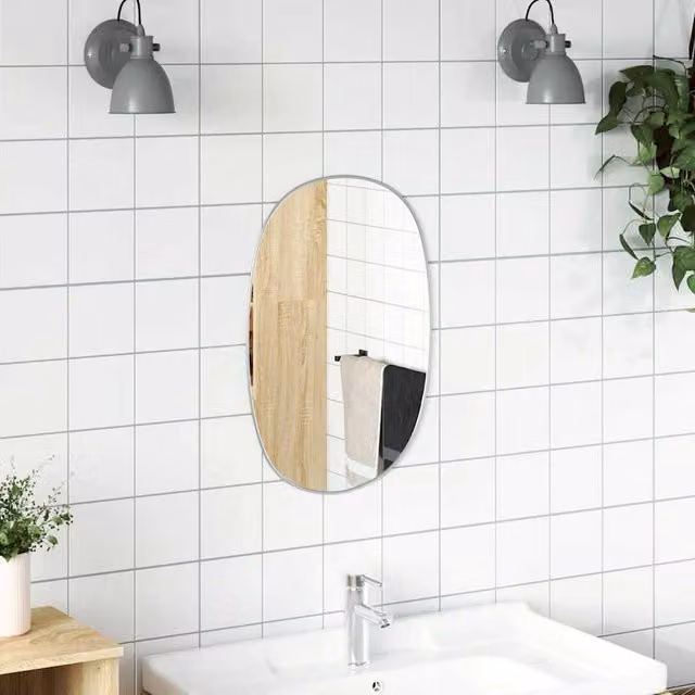 Berkfield Home Rectangular Wall Mirror in Silver, W: 60 cm, H: 40 cm