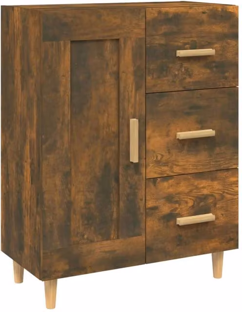 Berkfield Home Smoked Oak Sideboard in Brown, W/D/H: 69.5 x 34 x 90 cm