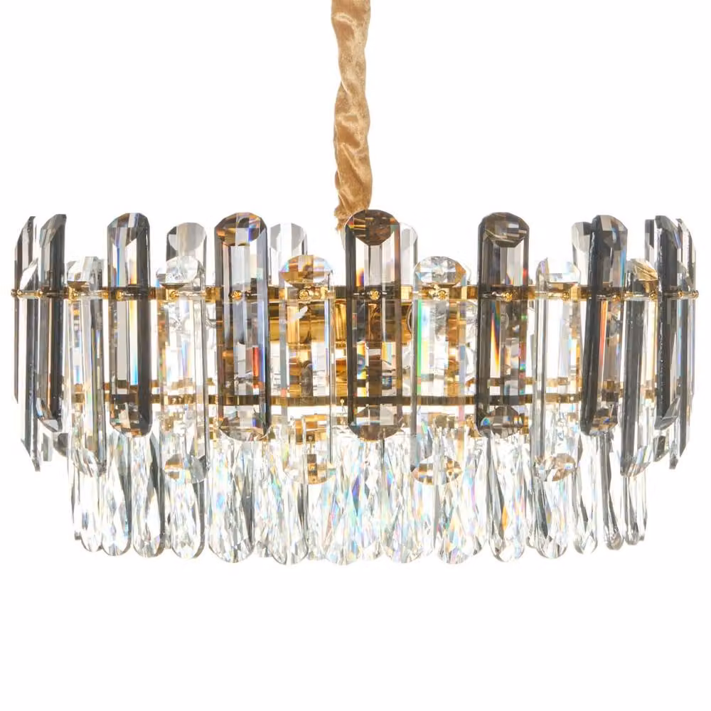 Wyld and Coco Gold and Brass Crystal Glass Chandelier Pendant Lamp, Diameter: 48 cm – 2