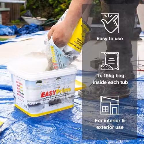 Azpects EASYPrime Tile Adhesive Bond Slurry Primer for Natural Stone and Porcelain Paving, Grey, 15 kg – 3