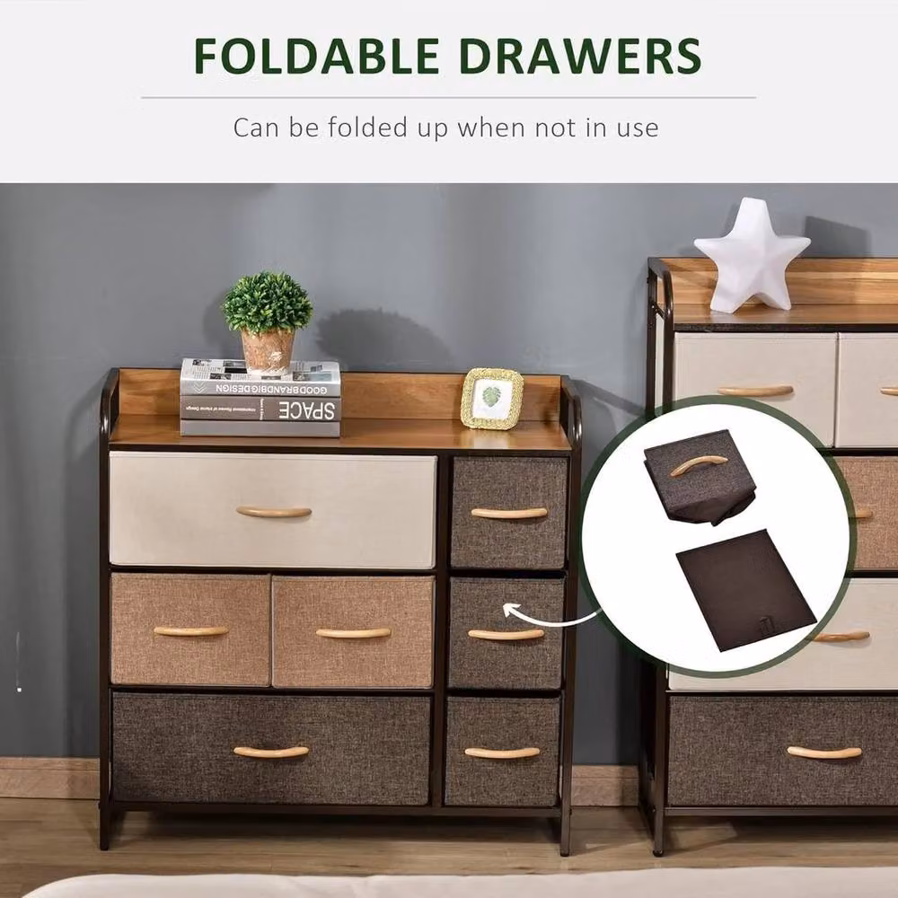FORGEVIO 7 Drawer Fabric Chest of Drawers in Beige and Multicolour, W/D/H: 78.5 x 80 x 29 cm – 4