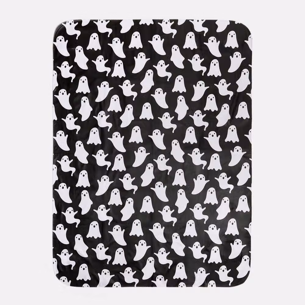 OHS Halloween Ghost Tablecloth in Black, Water Repellent PVC Table Protector – 2