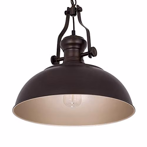 Netlighting Industrial Bronze and Gold Metal Alloy Dome Hanging Pendant Light with E27 Socket – 2