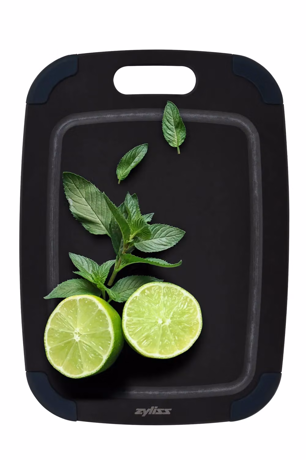 Zyliss Small Rectangular Wooden Fibre Chopping Board in Black with Non-Slip Feet and Juice Groove – 7