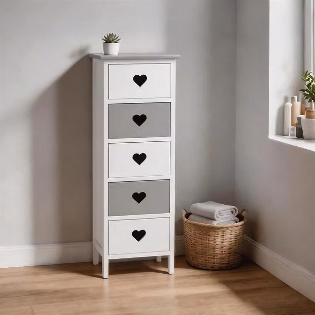 Heartswood White and Grey Assembled Freestanding Storage Unit with Drawers