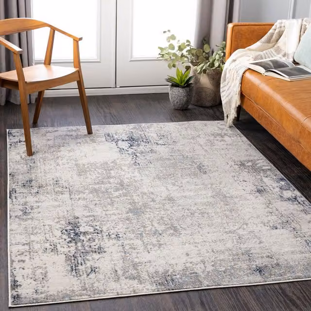 Livabliss Roma Abstract Modern Marble Rug in Grey, Beige and Blue, W/D/H: 160 x 215 cm