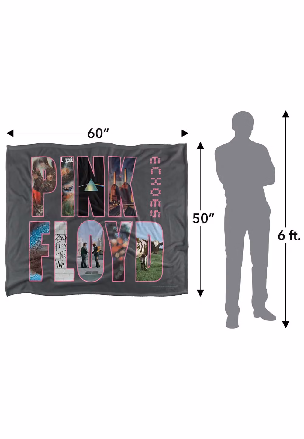 LOGOVISION Pink Floyd Retro Fleece Throw Blanket, Multicolour, W/D/H: 152 x 127 cm – 6