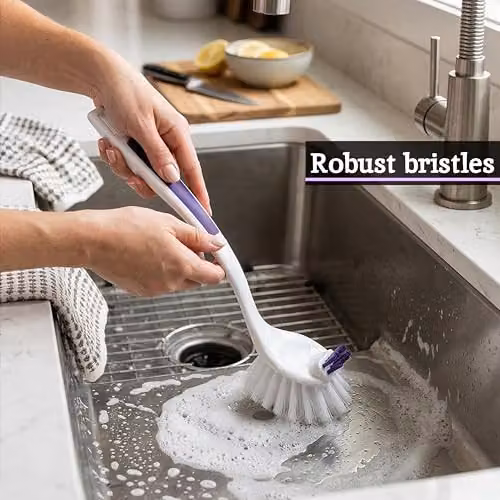 Orsina Soft Grip Dish Brush in Purple and White, W/D/H: 25 x 14 x 1 cm – 2