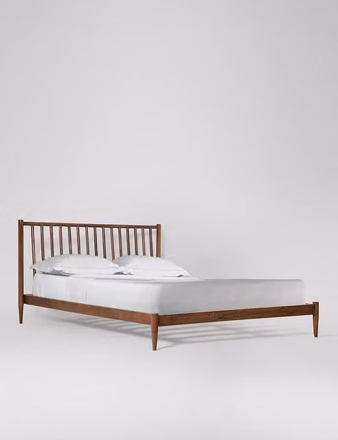 Swoon Cartwright Modern King Size Bed in Brown Solid Acacia Wood, W/D/H: 180 x 200 cm