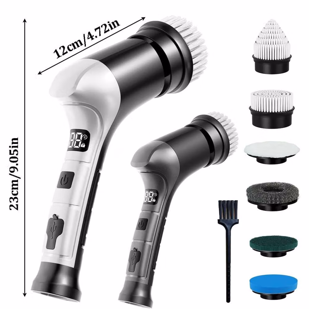Ventryn 6-in-1 Electric Cleaning Brush with Rotating Heads in White – 2