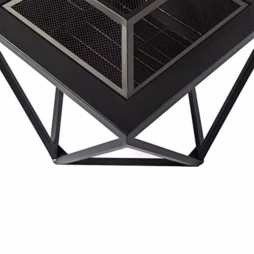 Teamson Home Black Metal Outdoor Wood Burning Fire Pit and Fire Bowl, W: 60 cm, D: 60 cm, H: 52 cm – 3