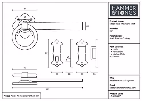 Hammer and Tongs Black Iron Rosette Set – 3