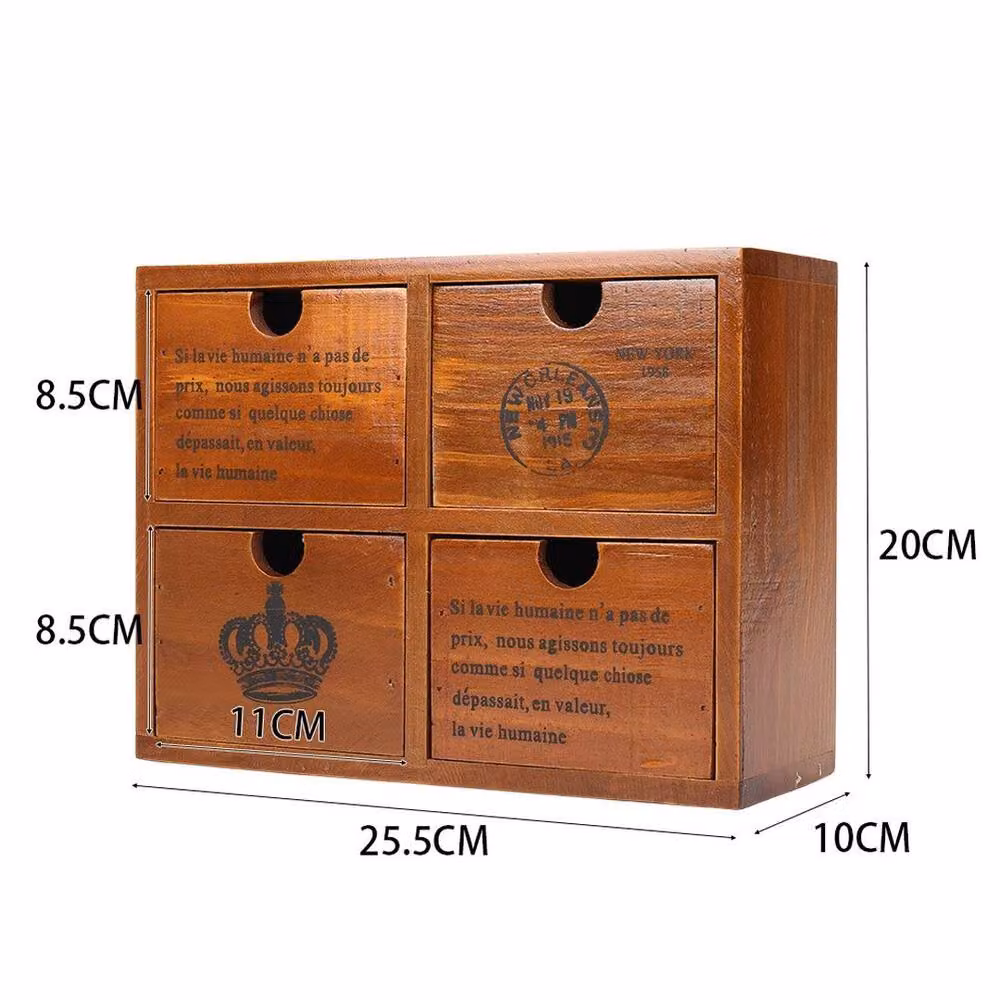 SPETLEK Solid Wood 4-Drawer Storage Cabinet in Brown, W: 100 cm – 2